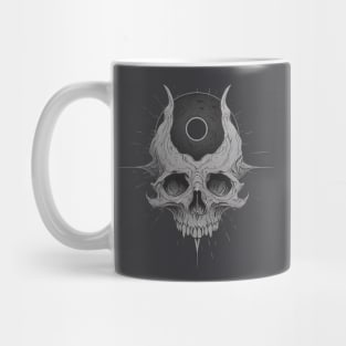 Monotone Illustration of Skull Mug